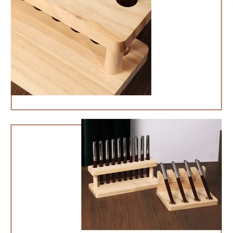 1PC Walnut Wood Multifunction Desk Organizer - Pen Holder, Phone Stand & Storage Solution for Office and School - Nexvibe