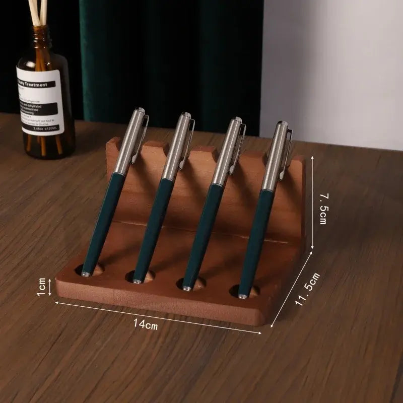 1PC Walnut Wood Multifunction Desk Organizer - Pen Holder, Phone Stand & Storage Solution for Office and School - Nexvibe