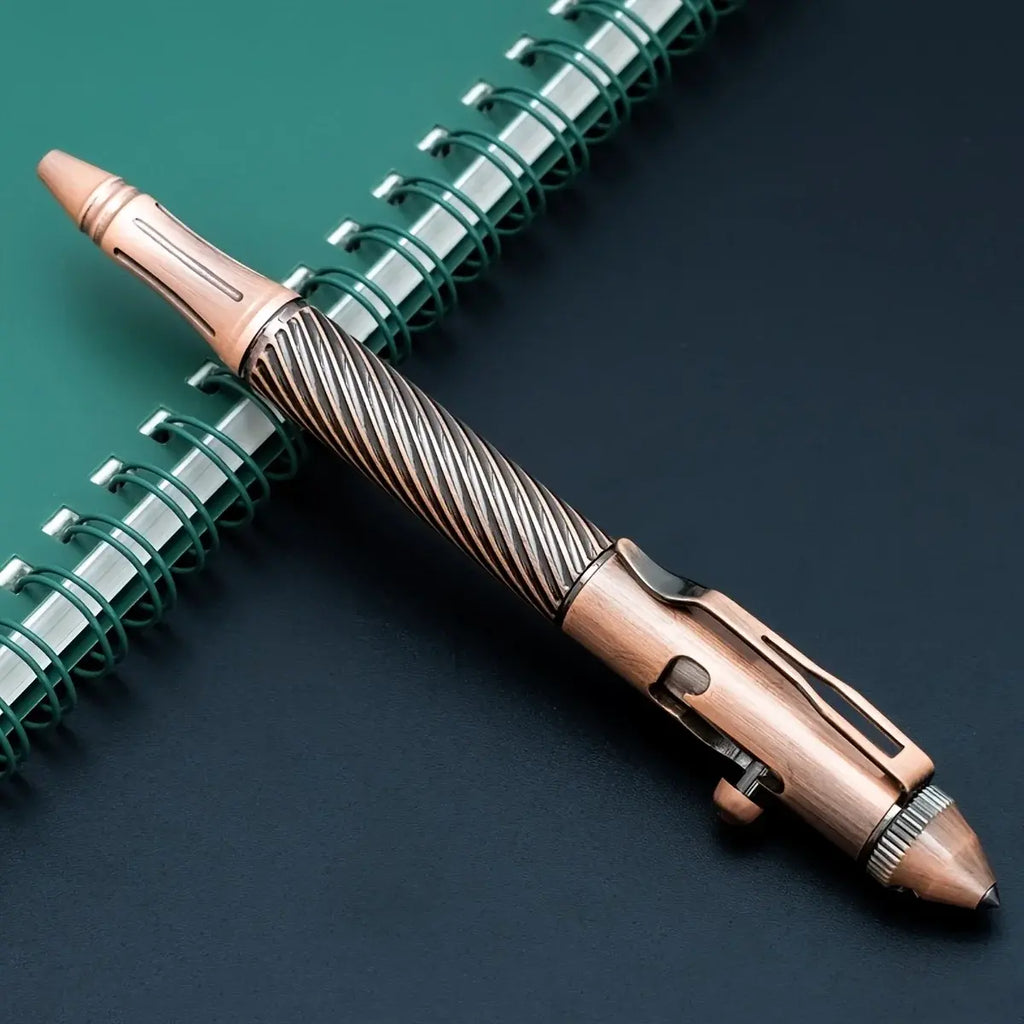 1Pc Brass Pen with Tungsten Steel Nib, Heavy Metal Feel, Retro Design, for Business and Office Use, Rotating and Retractable, Suitable for Students/Organizations, Holiday Gifts, Valentine's Day, Back-To-School Season, School - Nexvibe