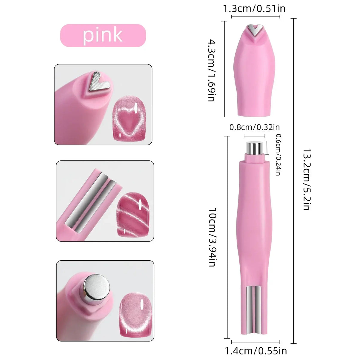 1Pcs 3-In-1 Heart Shape Cat Eye Nail Art Magnet Double Line Moon Snake French Magnet Pen for Magnetic Gel Polish Manicure Tools - Nexvibe