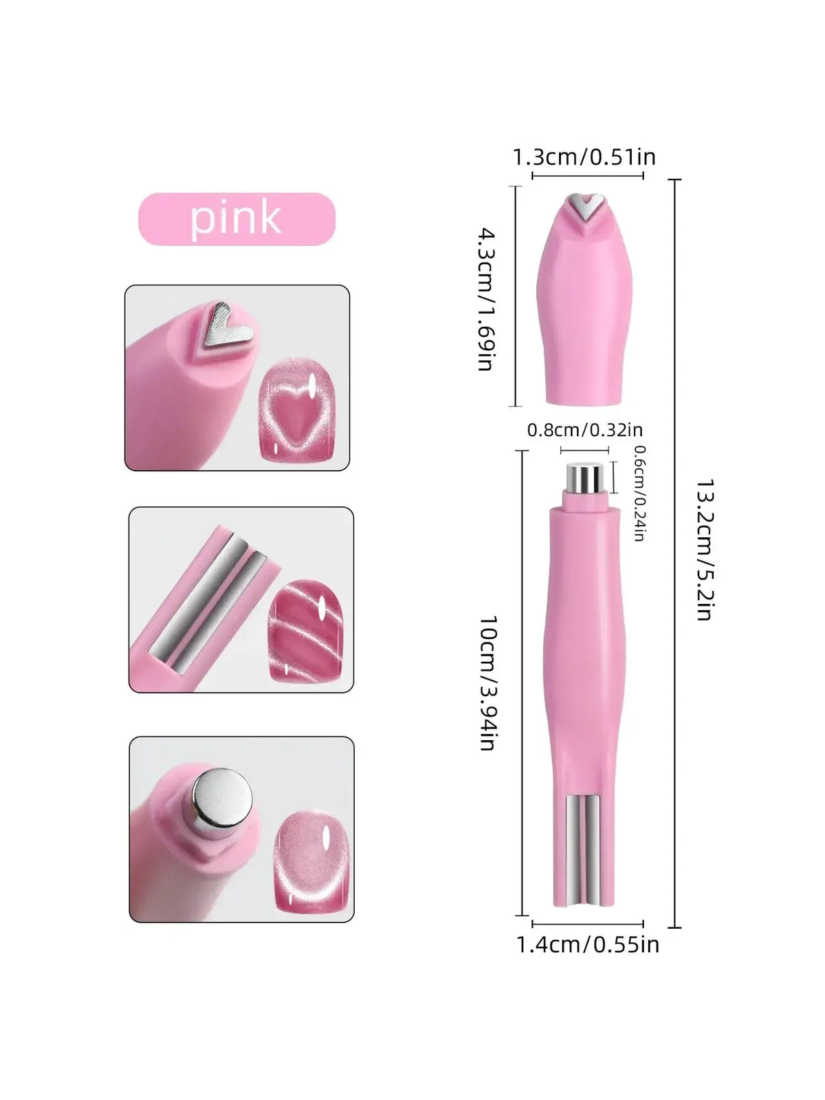 1Pcs 3-In-1 Heart Shape Cat Eye Nail Art Magnet Double Line Moon Snake French Magnet Pen for Magnetic Gel Polish Manicure Tools - Nexvibe