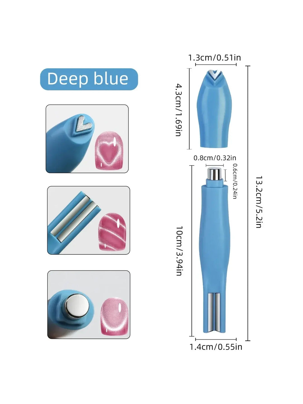 1Pcs 3-In-1 Heart Shape Cat Eye Nail Art Magnet Double Line Moon Snake French Magnet Pen for Magnetic Gel Polish Manicure Tools - Nexvibe