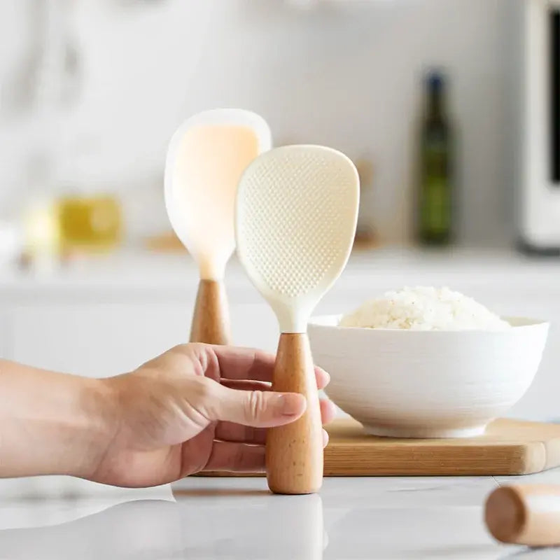 1Pcs Silicone Non-Stick Cooking High-Temperature-Resistant Spoon Anti-Scalding Pot Rice Durable Kitchen Gadgets Rice Spoon - Nexvibe