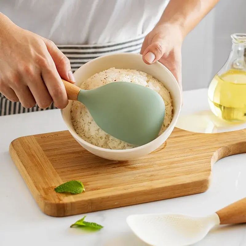 1Pcs Silicone Non-Stick Cooking High-Temperature-Resistant Spoon Anti-Scalding Pot Rice Durable Kitchen Gadgets Rice Spoon - Nexvibe