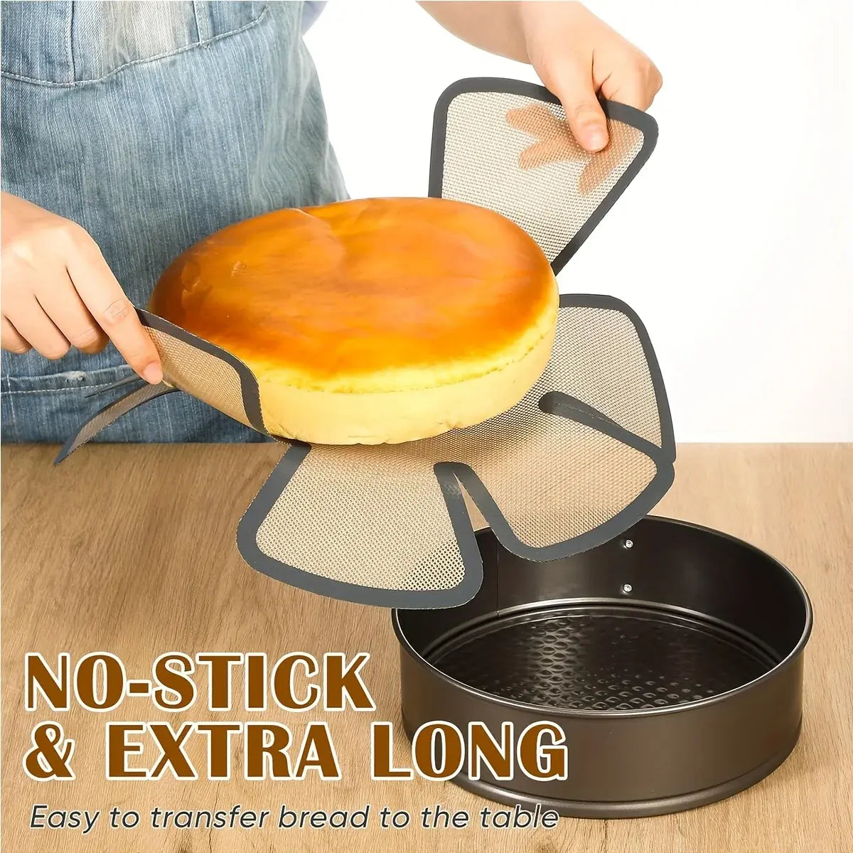 1 extra-long silicone baking toast mat, reusable food-grade bread mat with safe edges and handles, non-stick - Nexvibe