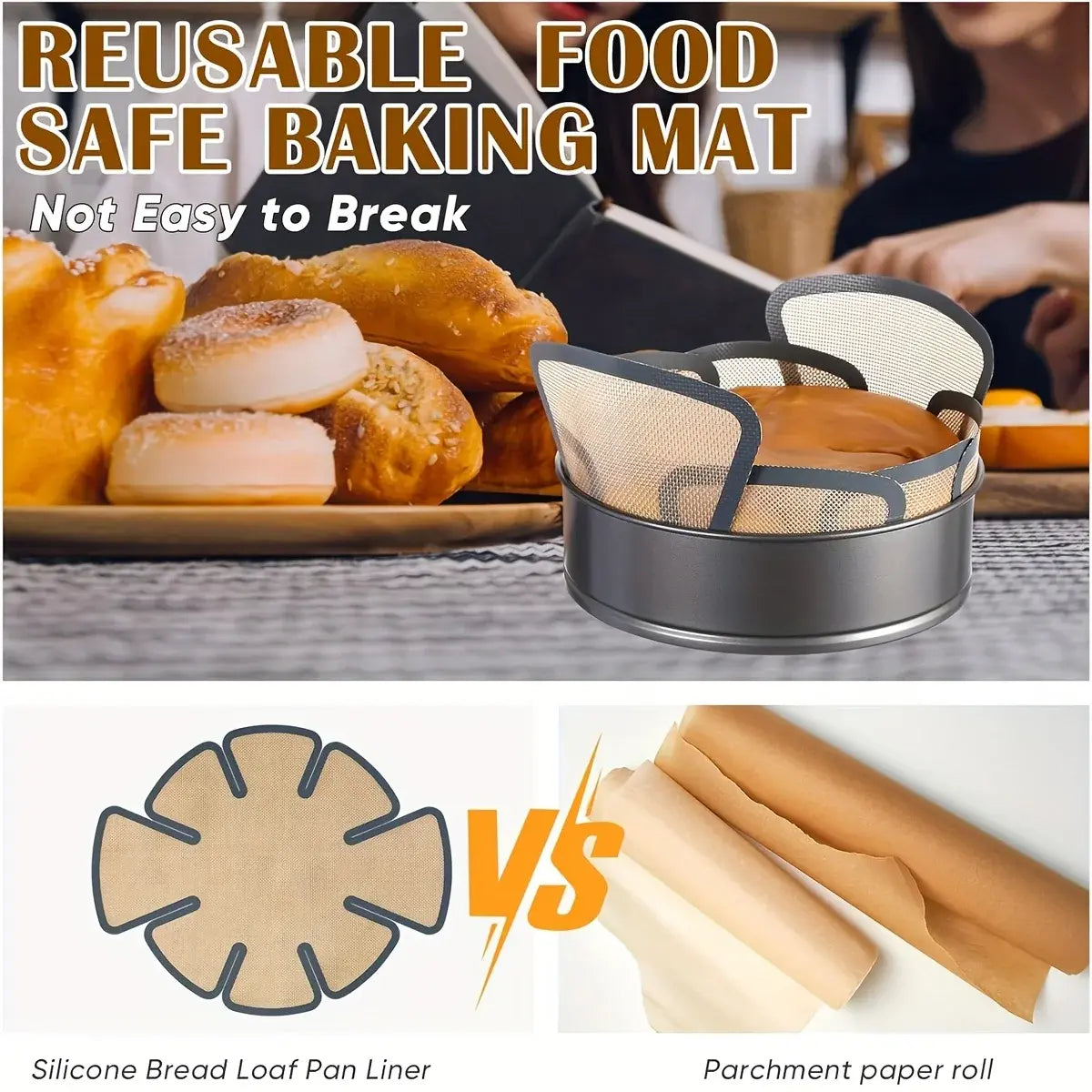 1 extra-long silicone baking toast mat, reusable food-grade bread mat with safe edges and handles, non-stick - Nexvibe