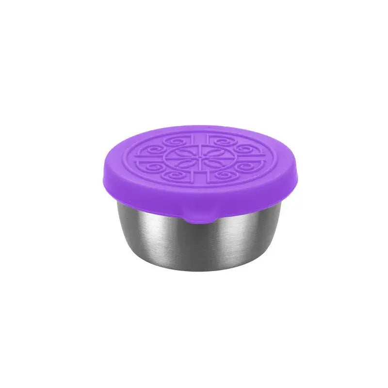 1 stainless steel dipping sauce cup, seasoning dish with leak-proof silicone lid, reusable salad dressing food container - Nexvibe