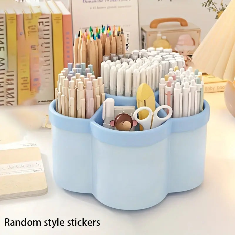 1pc 360 degree cute rotating pen holder, large capacity multifunctional desktop stationery storage box, stationery storage - Nexvibe