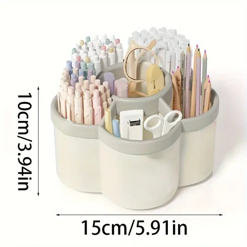 1pc 360 degree cute rotating pen holder, large capacity multifunctional desktop stationery storage box, stationery storage - Nexvibe