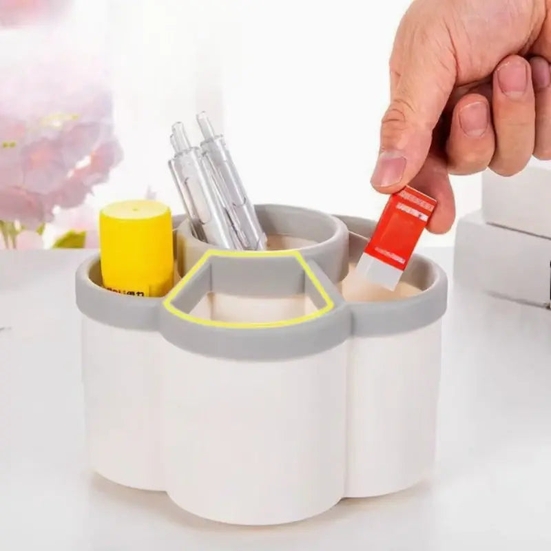 1pc 360 degree cute rotating pen holder, large capacity multifunctional desktop stationery storage box, stationery storage - Nexvibe