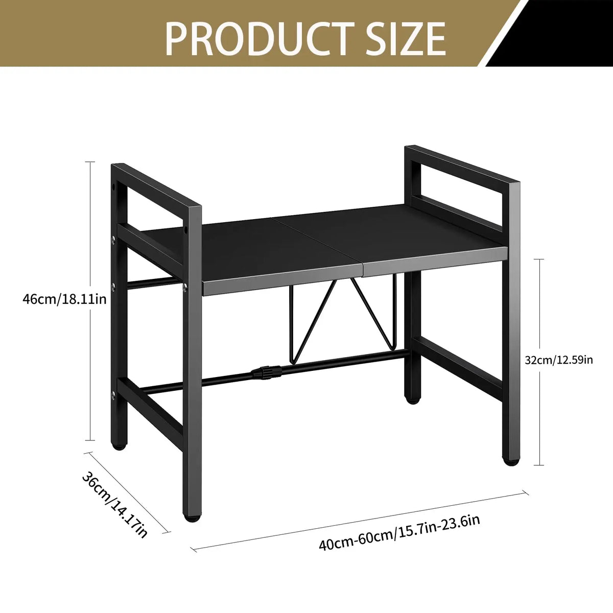 1pc Expandable 42-64cm Microwave Shelf Organizer, Moisture And Rust Proof Microwave Countertop Organizer,Tableware Storage - Nexvibe