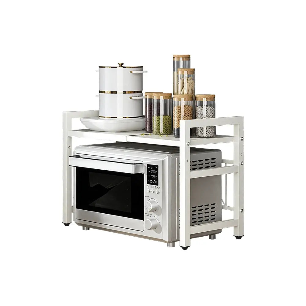 1pc Expandable 42-64cm Microwave Shelf Organizer, Moisture And Rust Proof Microwave Countertop Organizer,Tableware Storage - Nexvibe