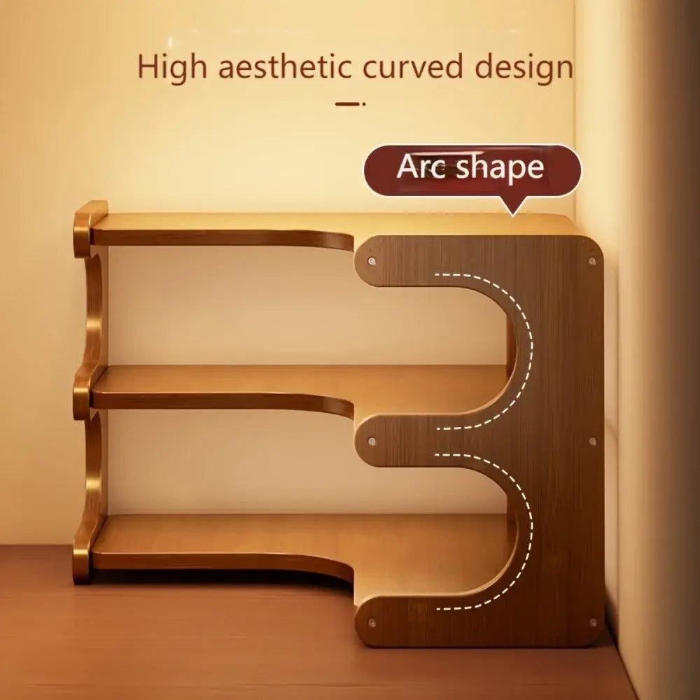 1pc Multi-Tier Bamboo Corner Desk Shelf - Natural Wood Rectangular Corner Organizer for Plants, Books & Stationery - Space-Savin - Nexvibe