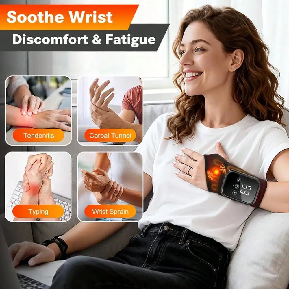 1pc Rechargeable Wrist Heating Pad With Massage 3 Temperature & 3 Vibration Levels Adjustable For Wrist & Ankle