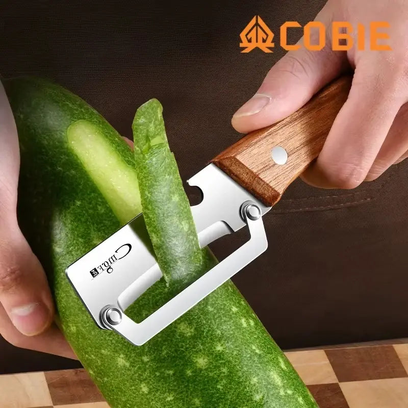 1pcs Stainless steel peeler with wooden handle for peeling and slicing fruits and vegetables | Durable and smooth operation - Nexvibe