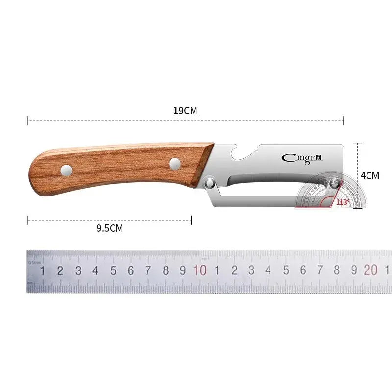 1pcs Stainless steel peeler with wooden handle for peeling and slicing fruits and vegetables | Durable and smooth operation - Nexvibe