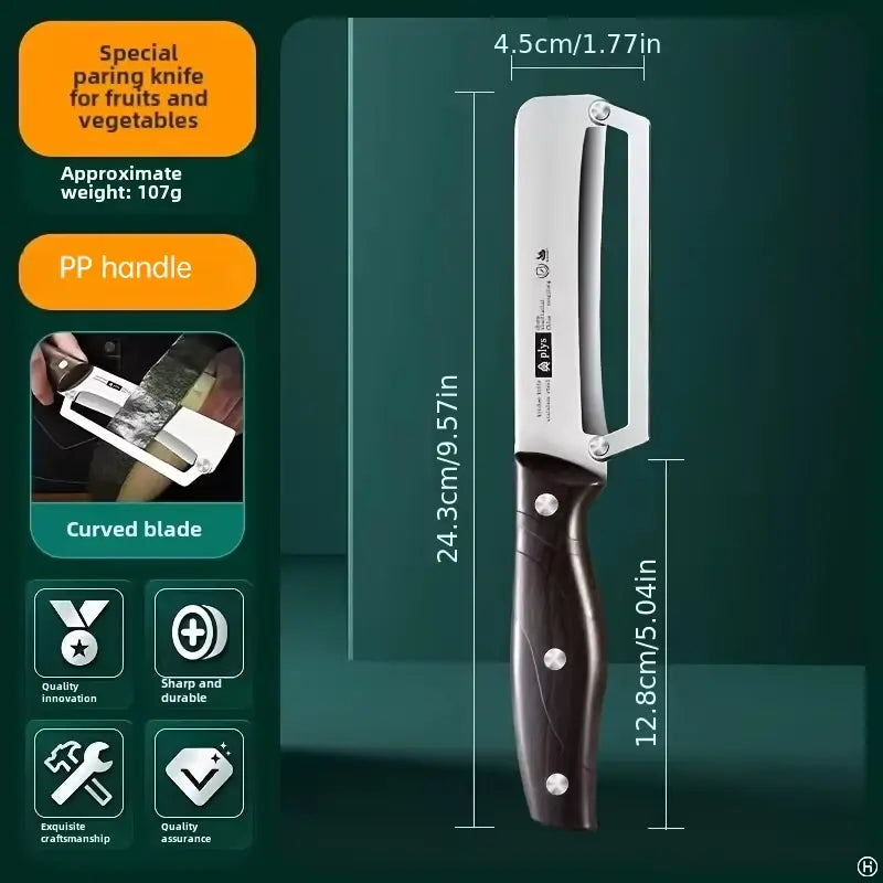 1pcs Stainless steel peeler with wooden handle for peeling and slicing fruits and vegetables | Durable and smooth operation - Nexvibe