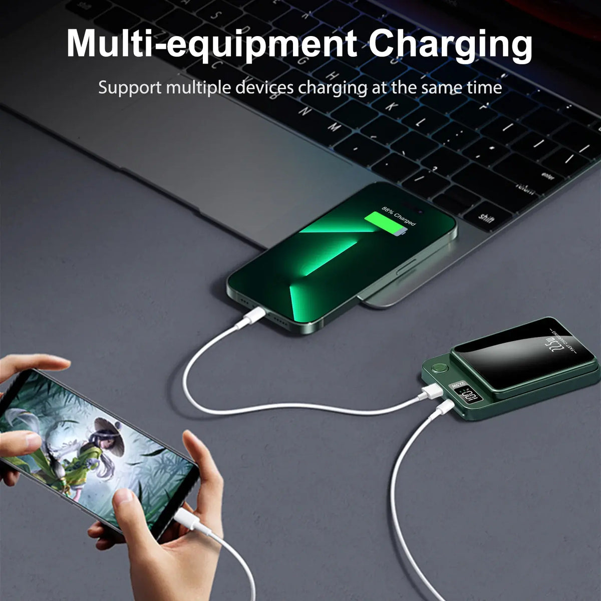 2-in-1 Wireless Magnetic Power Bank Fast Charging Portable PD 22.5W 10000mAh LED Power Display for iPhone 17/16/15/14