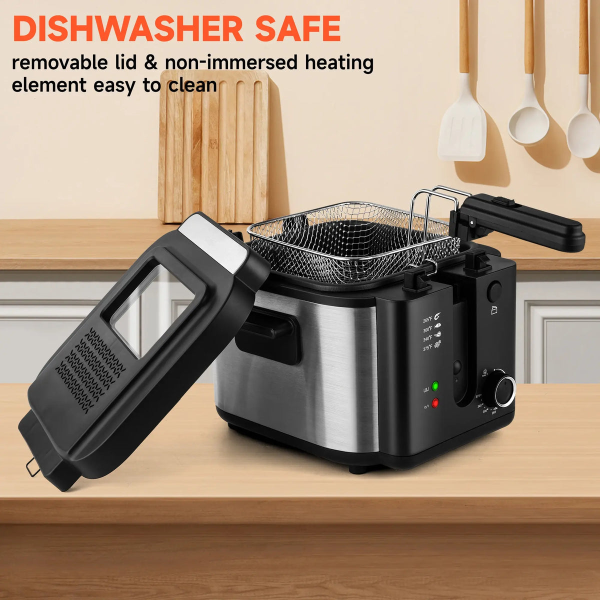 2.5L 1500W Electric Deep Fryer (US Plug) Large Capacity Countertop Home Fryer for Fried Chicken Fries Pot UL - Nexvibe