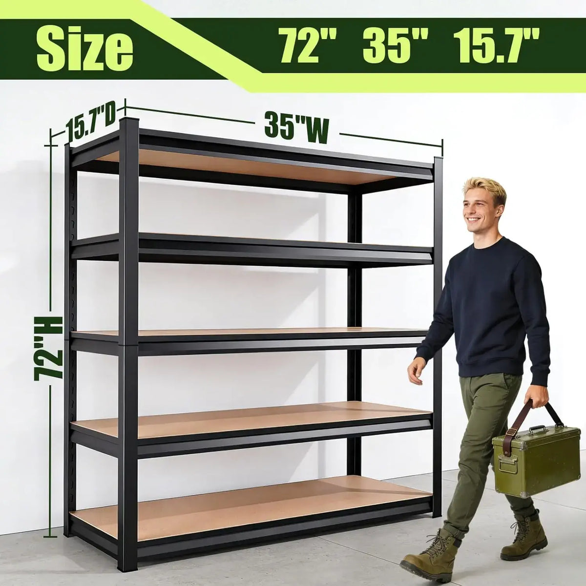 2000LBS Garage Shelving, Heavy Duty Garage Shelves, Adjustable Metal Shelving Unit, Easy Assembly Garage Storage, Customized - Nexvibe