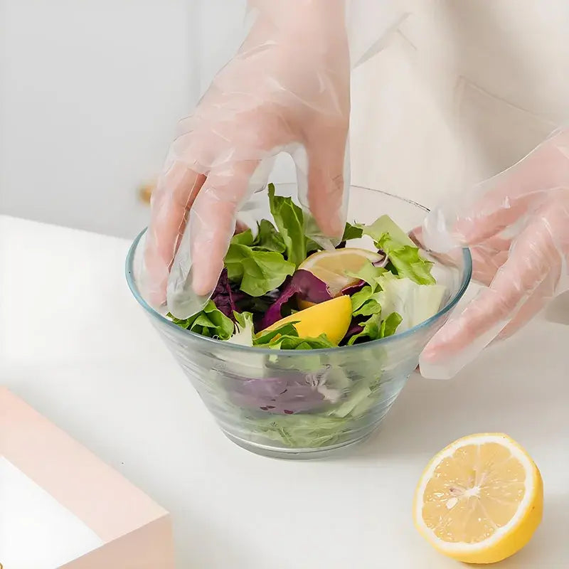 200pcs Elastic Clear Disposable PE Gloves (26.4cm) - Food-Grade Protective Gloves - Nexvibe