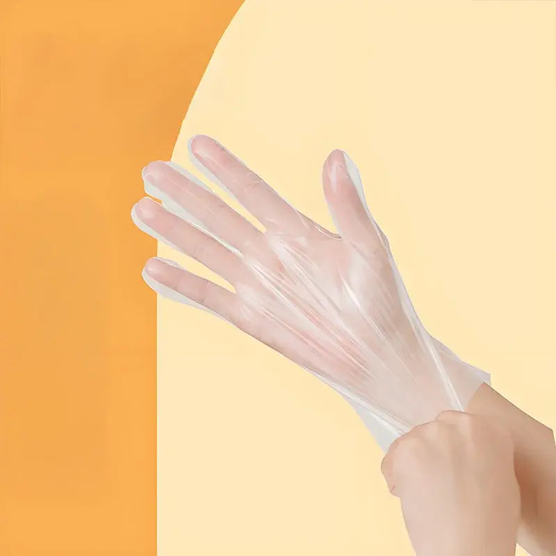 200pcs Elastic Clear Disposable PE Gloves (26.4cm) - Food-Grade Protective Gloves - Nexvibe