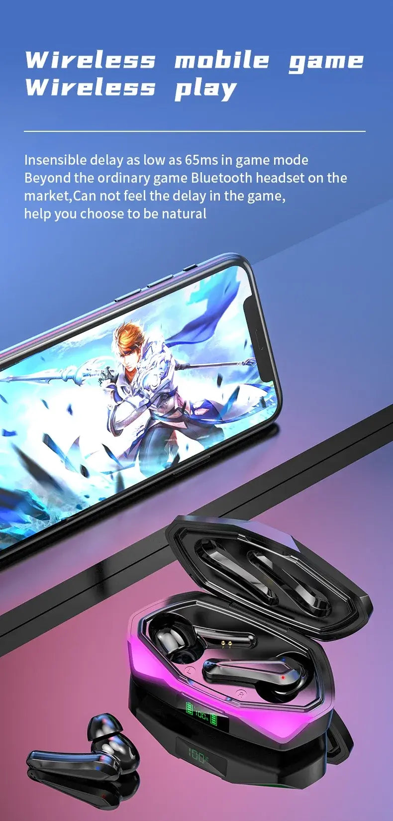 2026 New TWS Wireless Earphones with Bluetooth 5.49 Gaming Headset Sport Earbuds with LED Display Earhooks and Built-in