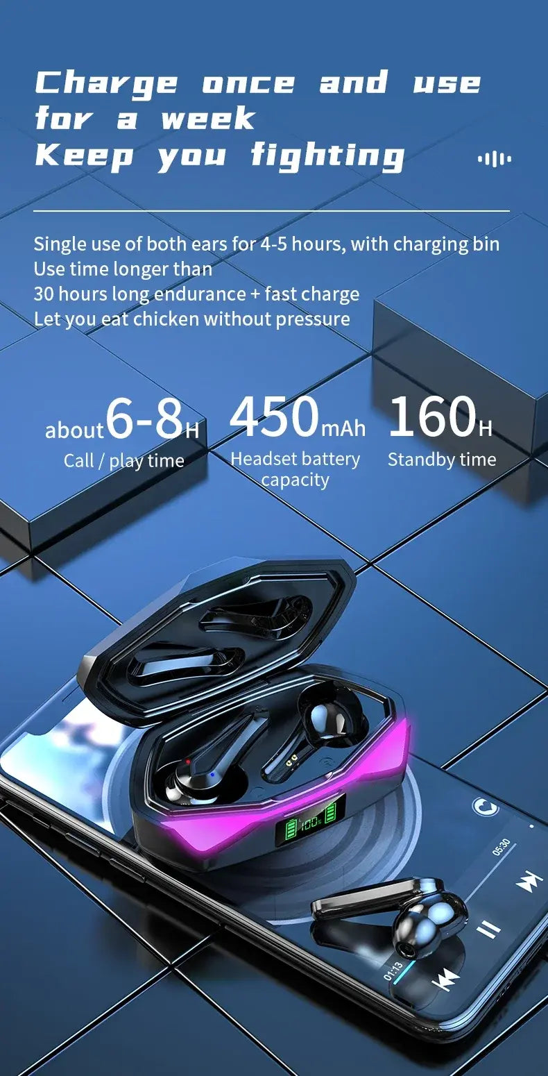 2026 New TWS Wireless Earphones with Bluetooth 5.49 Gaming Headset Sport Earbuds with LED Display Earhooks and Built-in