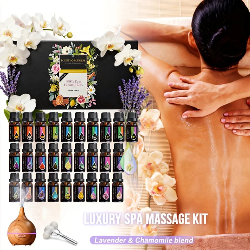 20pcs/set Black Classic Essential Oil Set Lavender Eucalyptus Sweet Orange Lemon Fragrance Oil Spa Body Massage