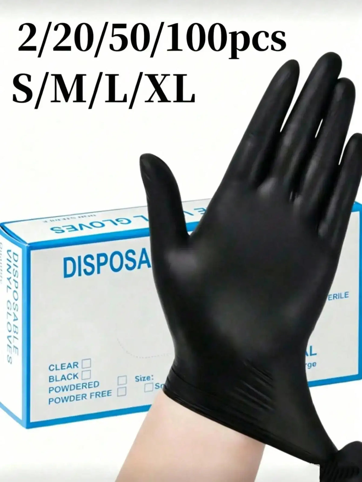 2/20/50/100pcs Black Disposable Nitrile Gloves, Latex-Free Waterproof Anti-Static Multi-Purpose Work Gloves, Powder-Free, Suitable For Kitchen, Bathroom, Home, Hair Dyeing, Beauty Salon, Painting, Craft Protection Gloves [No - Nexvibe