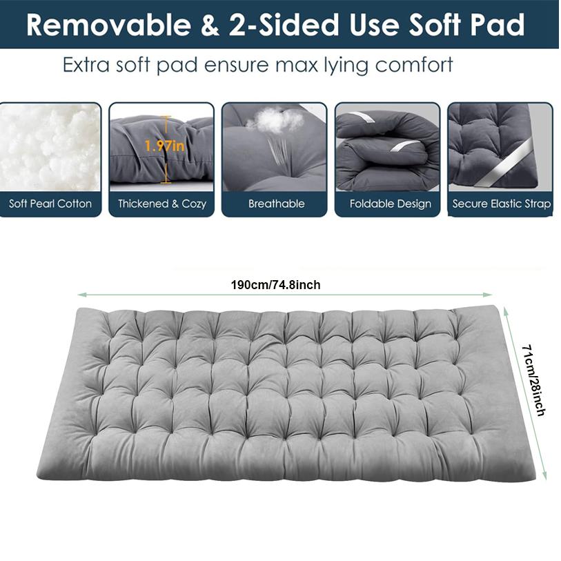 Foldable Portable Bed, Outdoor Garden Lounge Chair with Pearl Foam Mattress