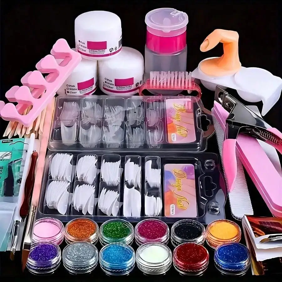 23-in-1 Acrylic Nail Kit for Beginners, Includes 12 Acrylic Powder Colors Nail Extension Tools and Various Manicure