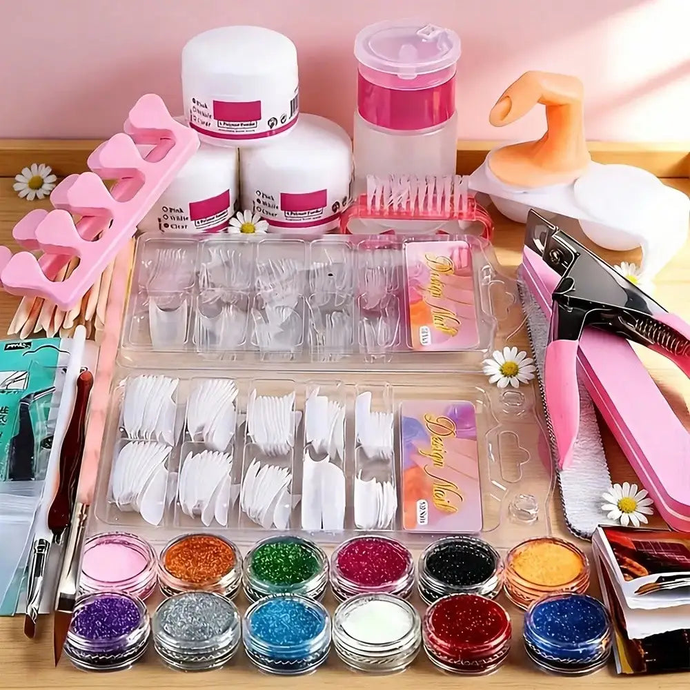 23-in-1 Acrylic Nail Kit for Beginners, Includes 12 Acrylic Powder Colors Nail Extension Tools and Various Manicure