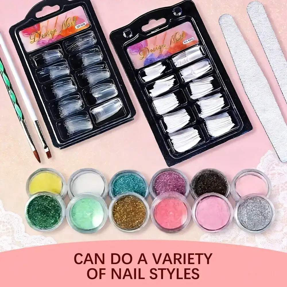 23-in-1 Acrylic Nail Kit for Beginners, Includes 12 Acrylic Powder Colors Nail Extension Tools and Various Manicure