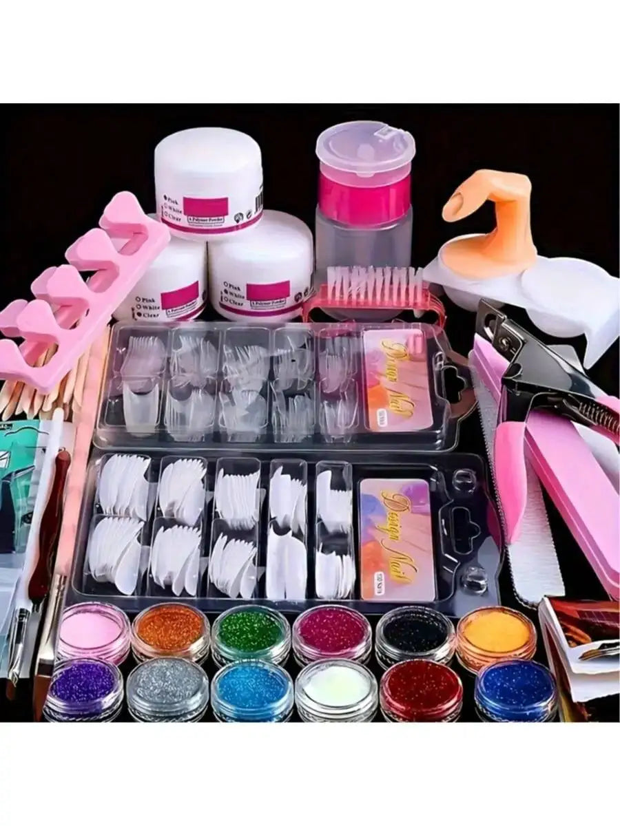 23-in-1 Acrylic Nail Kit for Beginners, Includes 12 Acrylic Powder Colors Nail Extension Tools and Various Manicure