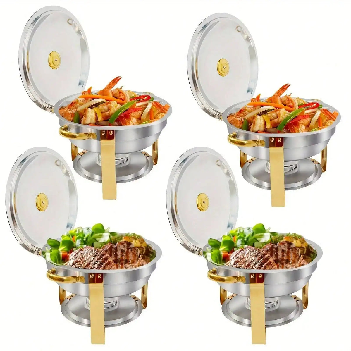 2/4/6 Pack 5QT Round Stainless Steel Baking Tray Set for buffets, family parties, holiday buffet essentials - Nexvibe