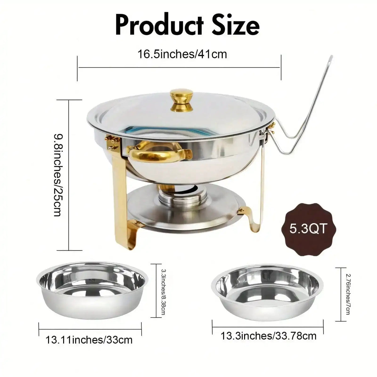 2/4/6 Pack 5QT Round Stainless Steel Baking Tray Set for buffets, family parties, holiday buffet essentials - Nexvibe