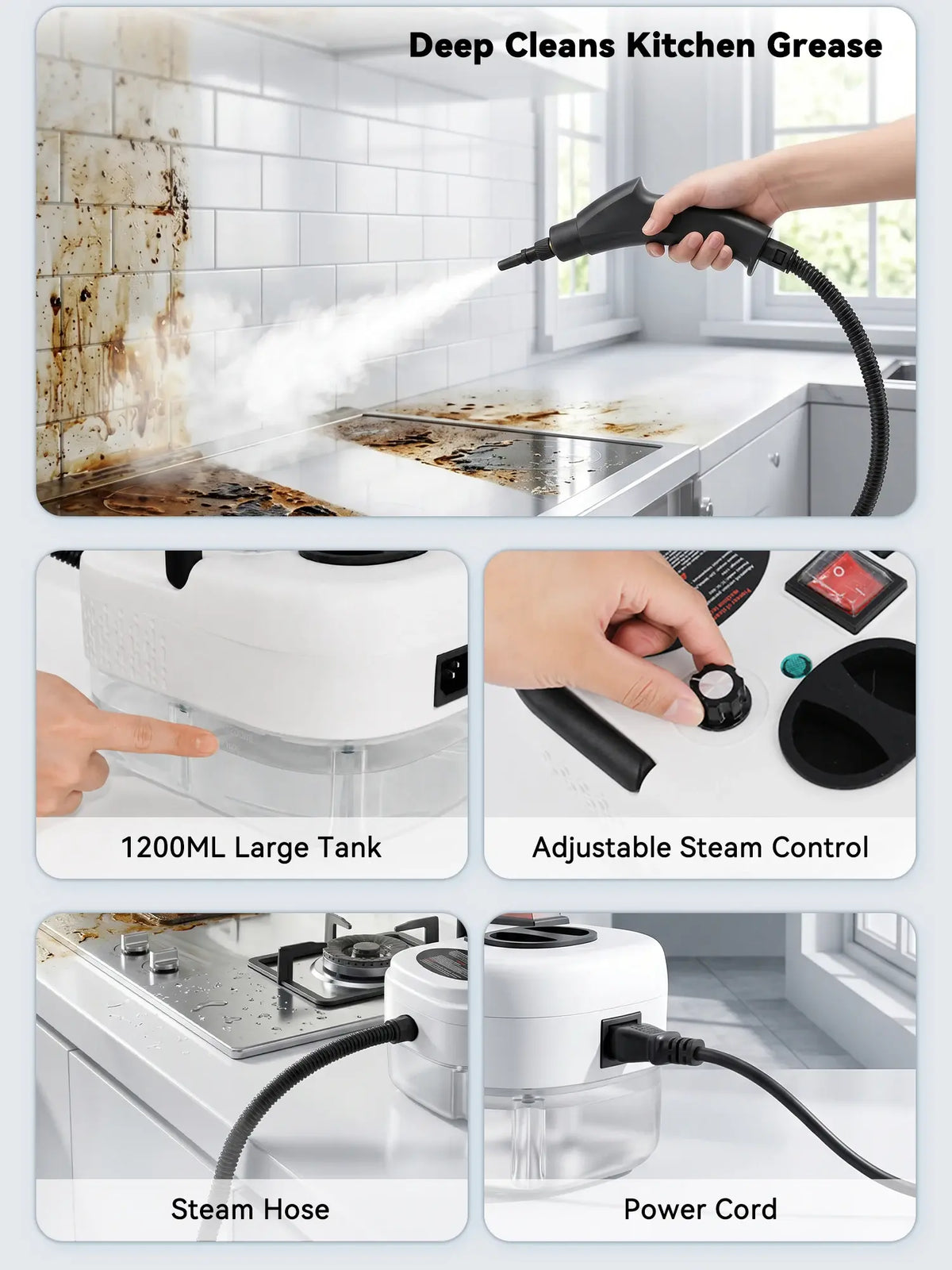 2500W High Temperature Steam Cleaner 110V Portable Handheld Steam Cleaning Machine With Multiple Accessories US Plug - Nexvibe