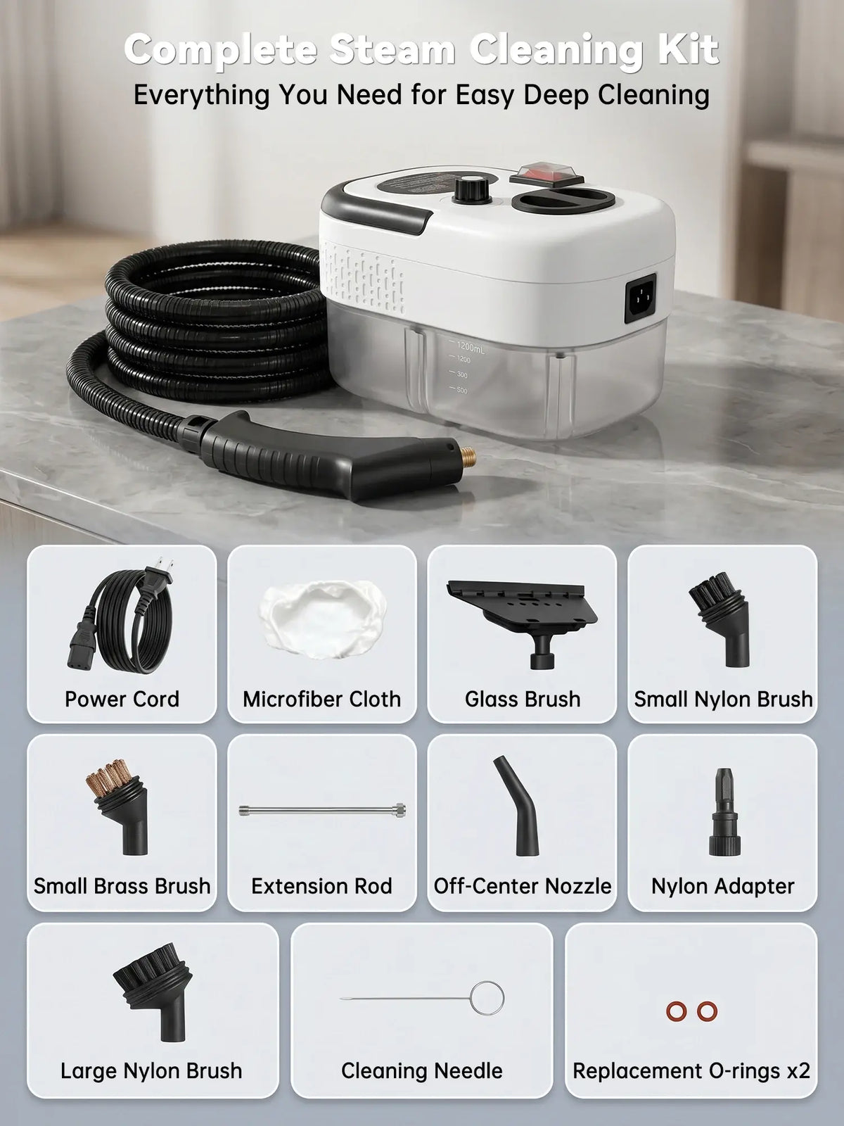 2500W High Temperature Steam Cleaner 110V Portable Handheld Steam Cleaning Machine With Multiple Accessories US Plug - Nexvibe