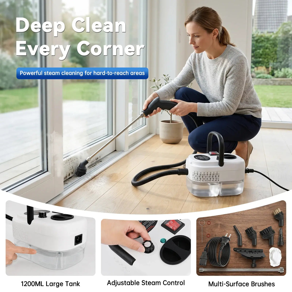 2500W High Temperature Steam Cleaner 110V Portable Handheld Steam Cleaning Machine With Multiple Accessories US Plug - Nexvibe