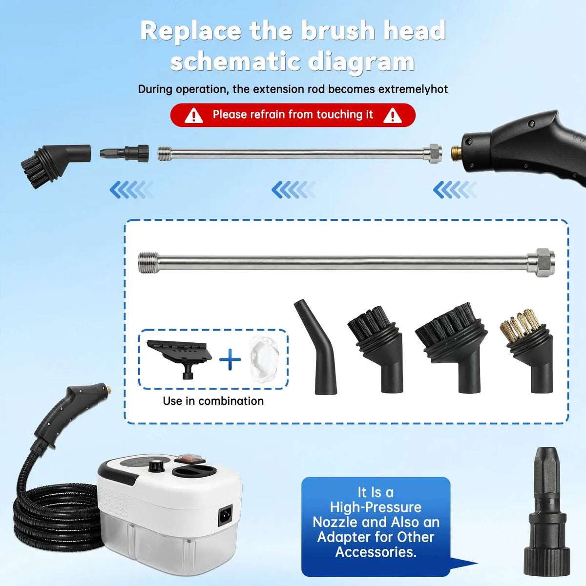 2500W High Temperature Steam Cleaner 110V Portable Handheld Steam Cleaning Machine With Multiple Accessories US Plug - Nexvibe