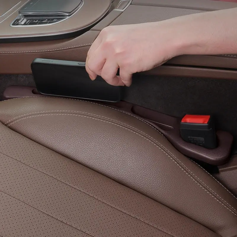 2PCS Car Seat Gap Filler, PU Waterproof Organizer with Storage Grooves, Auto Interior Accessories for Phone & Keys - Nexvibe