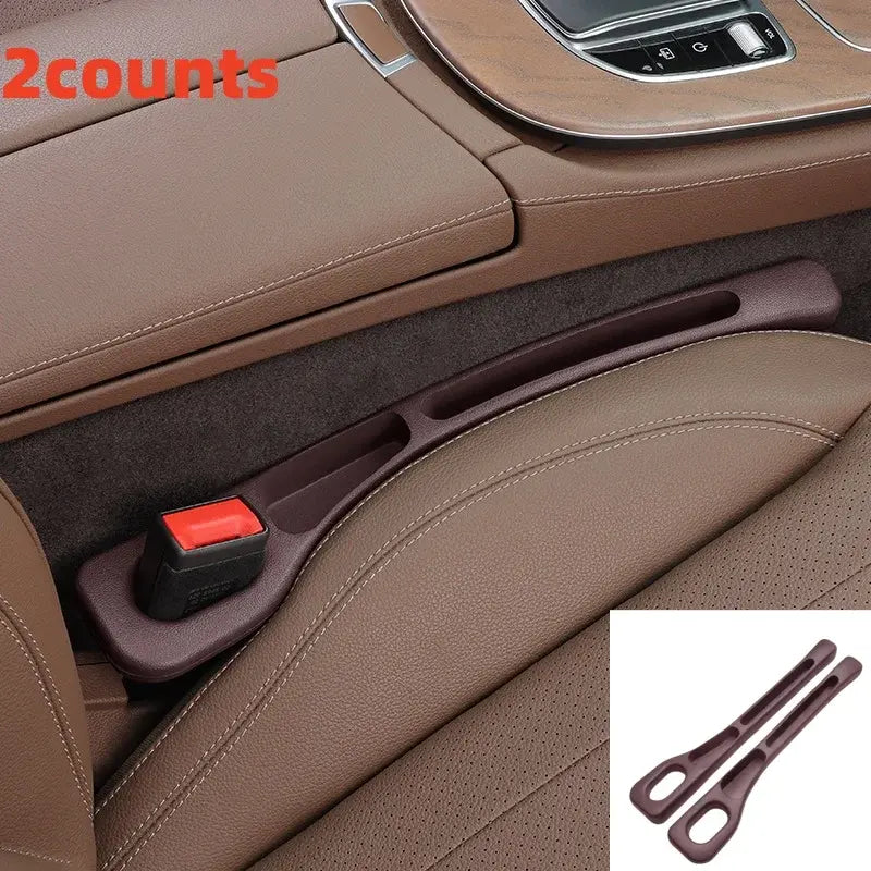 2PCS Car Seat Gap Filler, PU Waterproof Organizer with Storage Grooves, Auto Interior Accessories for Phone & Keys - Nexvibe