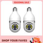 2Pc Ease Life APP-Light Bulb Security Cameras Outdoor Wireless WiFi Camera 5GHz 360 Degree E27 Light Socket Screw
