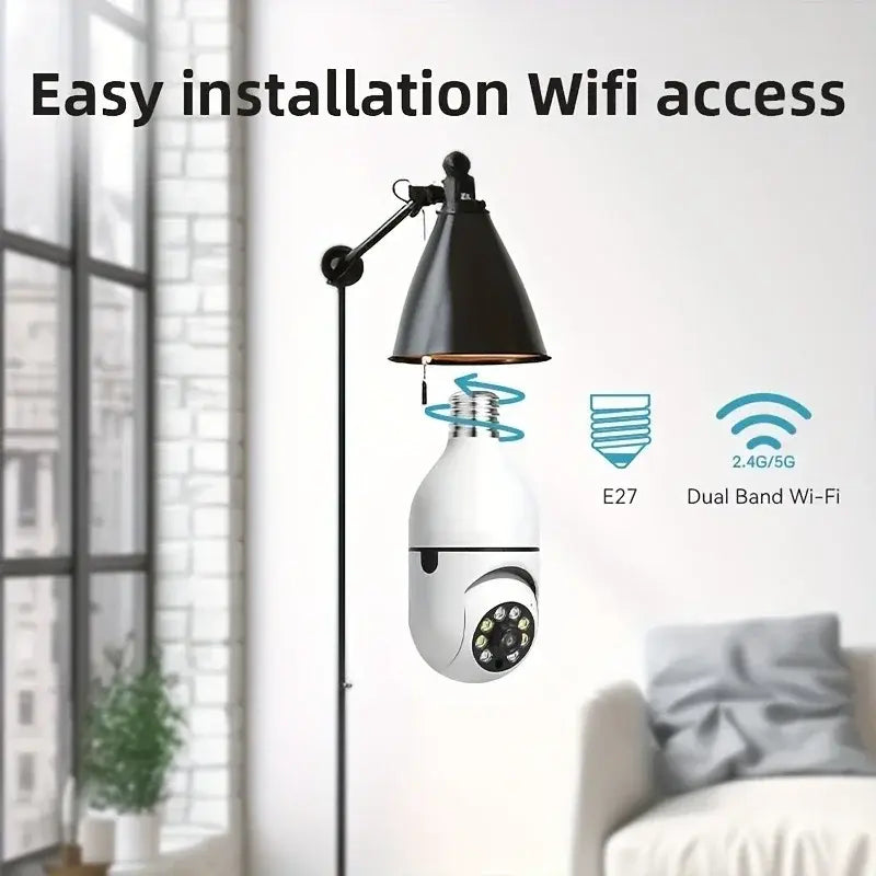2Pc Ease Life APP-Light Bulb Security Cameras Outdoor Wireless WiFi Camera 5GHz 360 Degree E27 Light Socket Screw