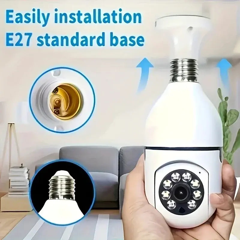 2Pc Ease Life APP-Light Bulb Security Cameras Outdoor Wireless WiFi Camera 5GHz 360 Degree E27 Light Socket Screw
