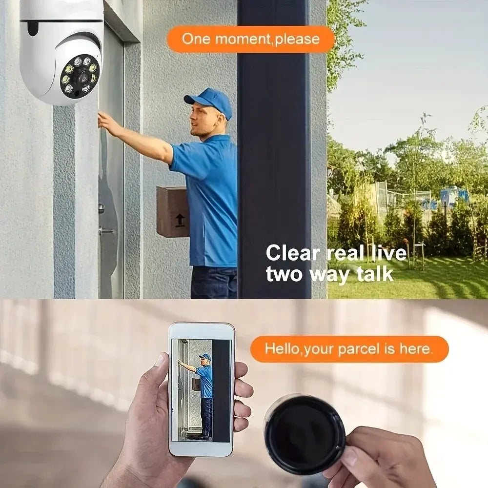 2Pc Ease Life APP-Light Bulb Security Cameras Outdoor Wireless WiFi Camera 5GHz 360 Degree E27 Light Socket Screw