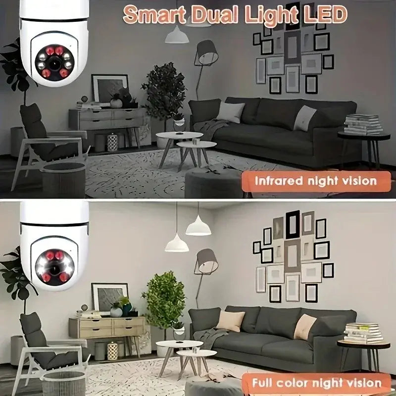 2Pc Ease Life APP-Light Bulb Security Cameras Outdoor Wireless WiFi Camera 5GHz 360 Degree E27 Light Socket Screw