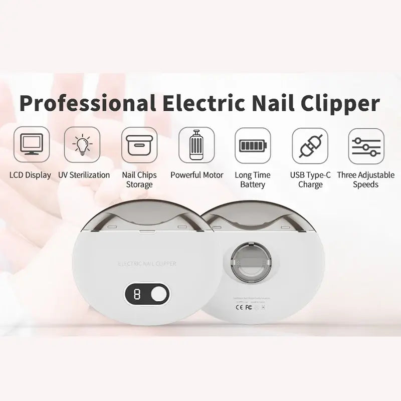 2 IN 1 Electric Nail Clipper Cutter 3 Speed Low Noice Automatic Nail Grinder Trimmer For Adult Mini Manicure Tools Nail Care - Nexvibe