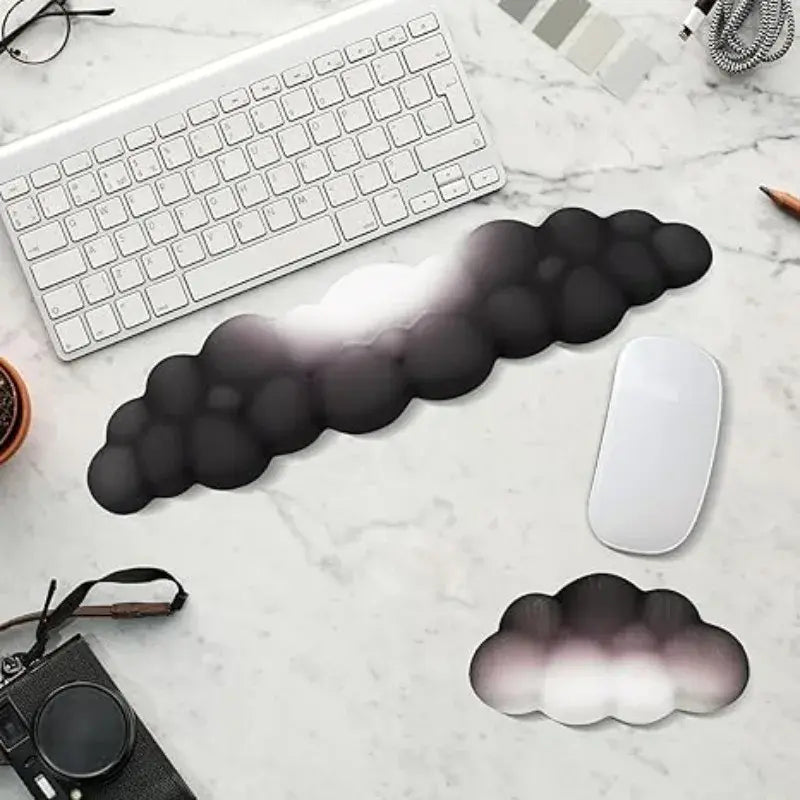 2 PCS Keyboard Cloud Wrist Rest, Memory Foam Keyboard Palm Rest with Non-Slip Base Ergonomic Keyboard Wrist for Pain Relief - Nexvibe